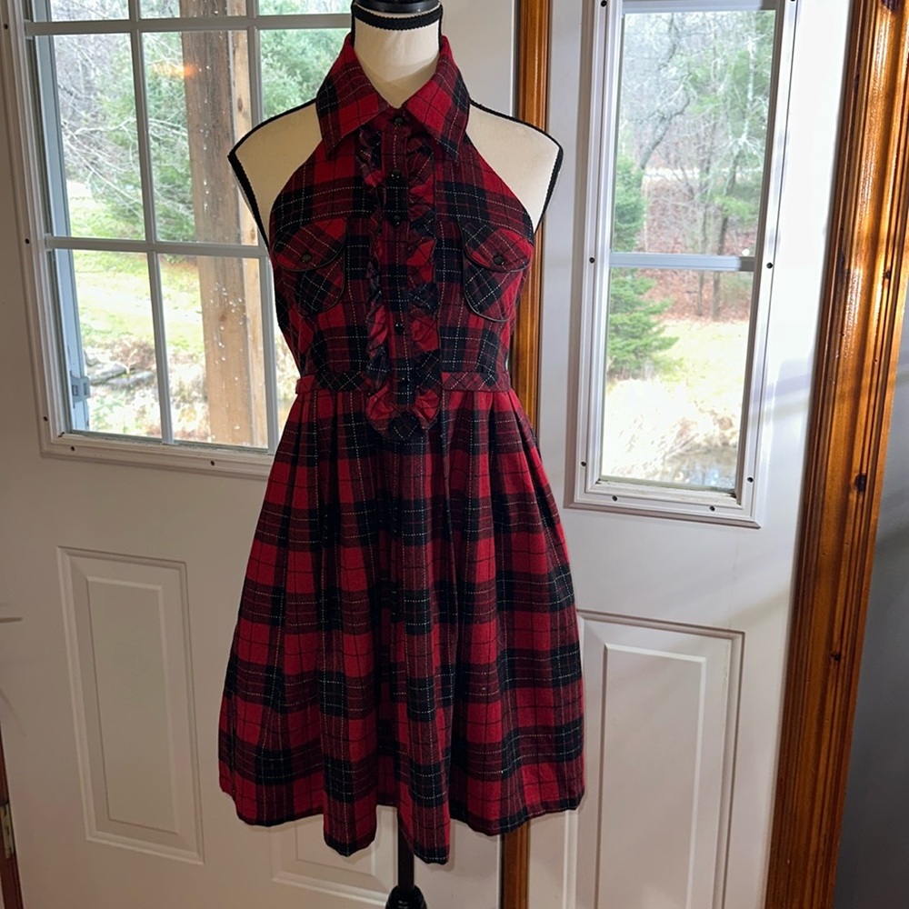 My Story Plaid Halter Dress